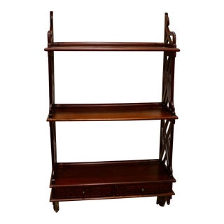Vintage Chinoiserie Mahogany Wall Shelf For Sale