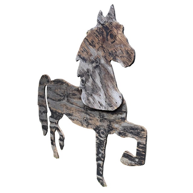 Farmhouse Rather Large Wood Horse Silhouette From a Blacksmith's Forge For Sale - Image 3 of 18