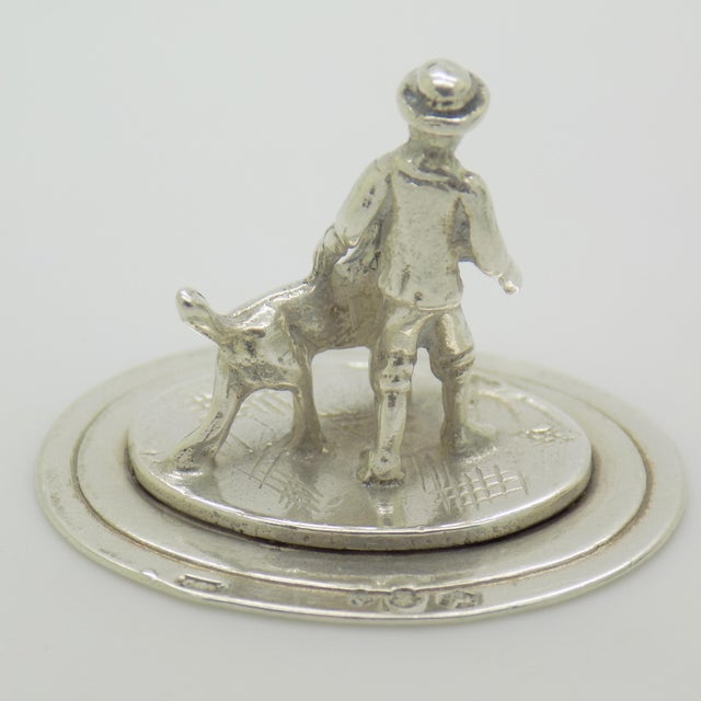 Vintage Dutch Genuine Silver 835 Man with Dog Miniature Figurine, Netherlands, 1978 For Sale - Image 6 of 11