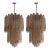 Pair of Amber/Clear Murano Glass Planks Chandeliers by Mazzega. Italy, 1960's. For Sale