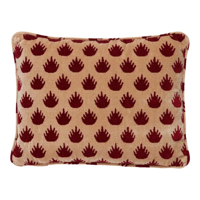 Schumacher Coronation Velvet 16" Pillow in Garnet For Sale