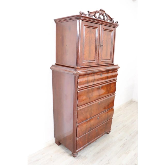Antique Mahogany Tall Chest of Drawers, 1850s For Sale - Image 4 of 16