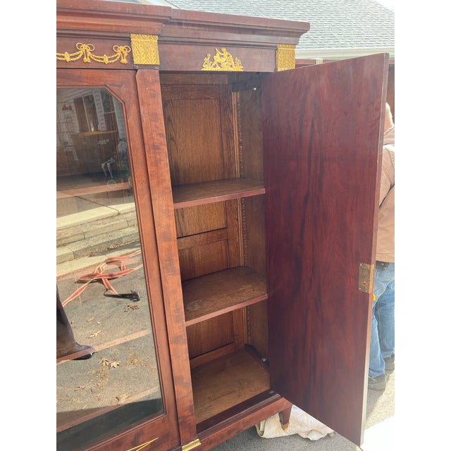 French Louis XVI Style Mahogany Office Suite – Desk & Bookcase Cabinet W/ Ormolu Urn Mounts For Sale - Image 9 of 12