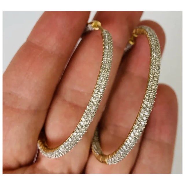 Contemporary Large Inside Out Diamond and 18K Gold Earrings, A Pair For Sale - Image 3 of 12