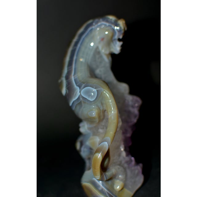 Agate Lion on Amethyst Rock For Sale - Image 10 of 11