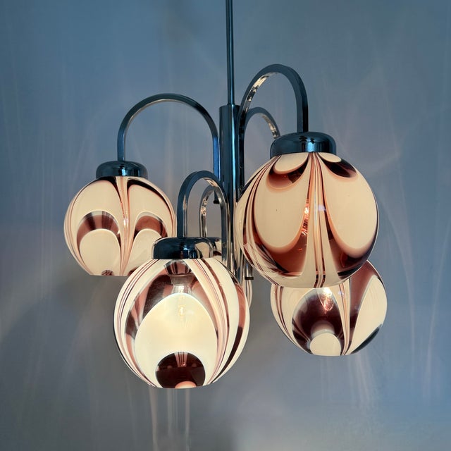 Italian Purple and White Murano Glass Swirl Chandelier, 1970s For Sale - Image 15 of 18