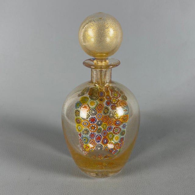 Modern Millefiori Murano Glass Bottle with Gold Leaf and Murrine from Gambaro & Poggi, 1970s For Sale - Image 3 of 12