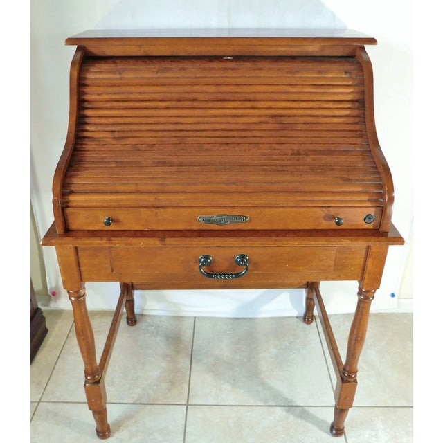 American Lifestyles Roll Top Wood Secretary Desk With Drawer Chairish