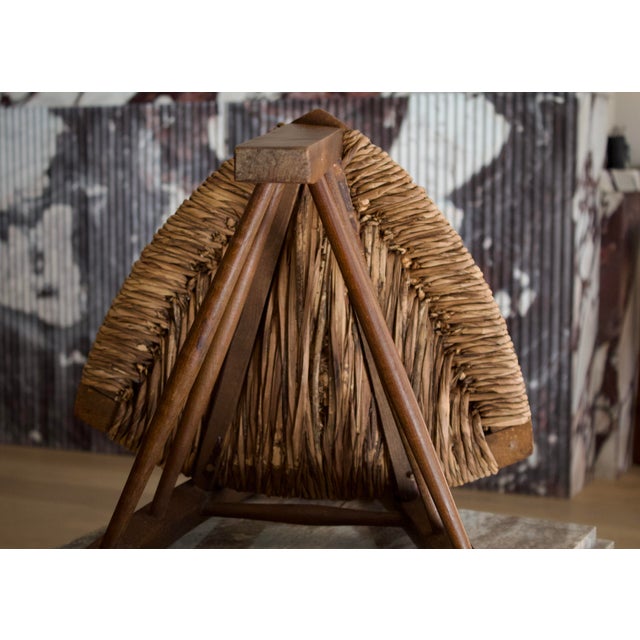 Rustic European Architectural Oak & Rush Chair, Early 20th Century For Sale - Image 3 of 10