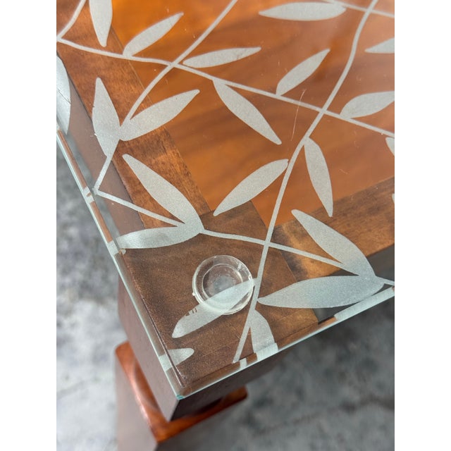 Custom Wood + Glass Side Table For Sale - Image 9 of 12