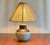Mid-Century Modern 1970s Sculptural Mid-Century Modern Bruno Gambone Two-Tone Ceramic Table Lamp With Original String Shade For Sale - Image 3 of 9