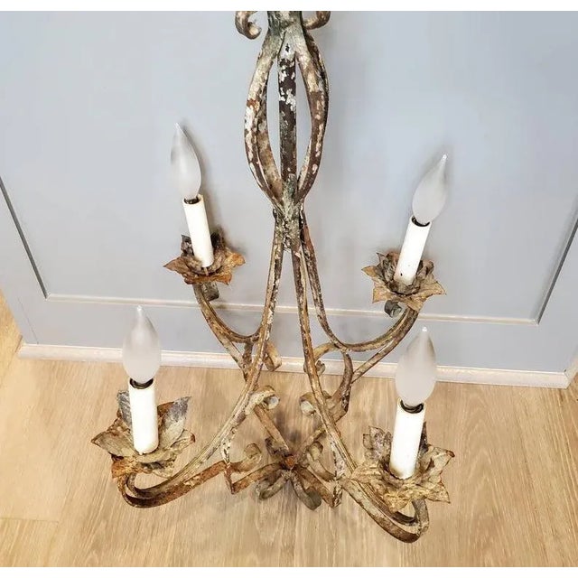 19th Century Antique Egyptian Wrought Iron Electrified Chandelier For Sale - Image 5 of 11
