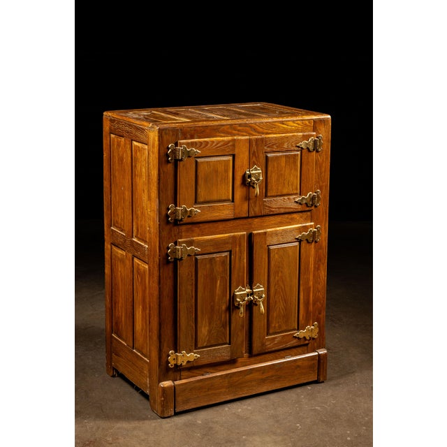 Early 20th Century 4-Door Oak Ice Box For Sale - Image 4 of 11