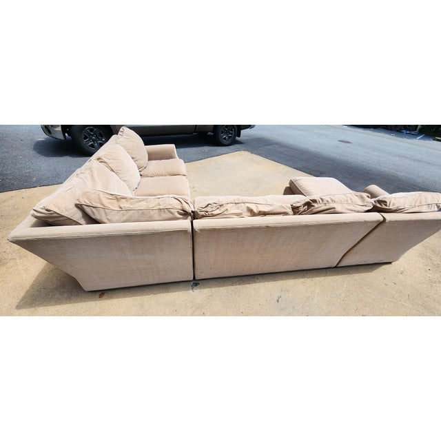 Textile Beige Four-Piece Sectional Sofa Attributed to Arhaus Camden-Style For Sale - Image 7 of 9