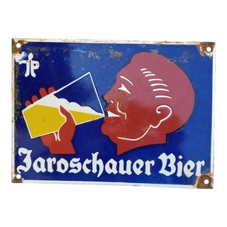 Art Deco Enamel Beer Sign For Sale