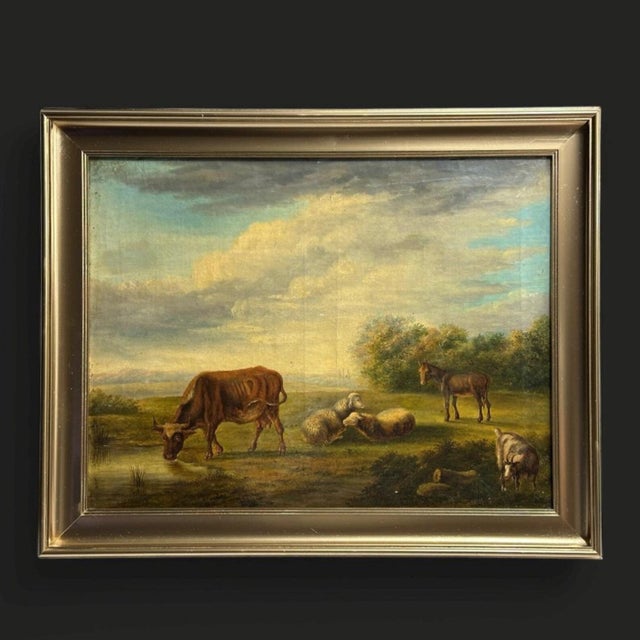 Charles Desan, Landscape with Cattle, 1846, Oil on Canvas, Framed For Sale - Image 11 of 11