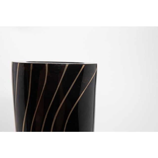 Metal Modern Vase in Black Shell With Brass Details by Kifu Paris For Sale - Image 7 of 8