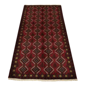 Baloch Rug 3'9'' X 6'10'' Red Wool Vintage Tribal Hand-Knotted Oriental Carpet