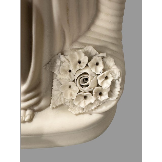 Antique Victorian Parian Porcelain Art Nouveau 13" Figural Maiden W Dove Statue For Sale - Image 4 of 7