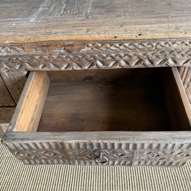 Vintage Carved 4 Drawer Console With Carvings For Sale - Image 12 of 15