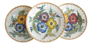 1950s Pzh Areo Gouda Holland Hand-Painted Decorative Pottery Bowls - Set of 3
