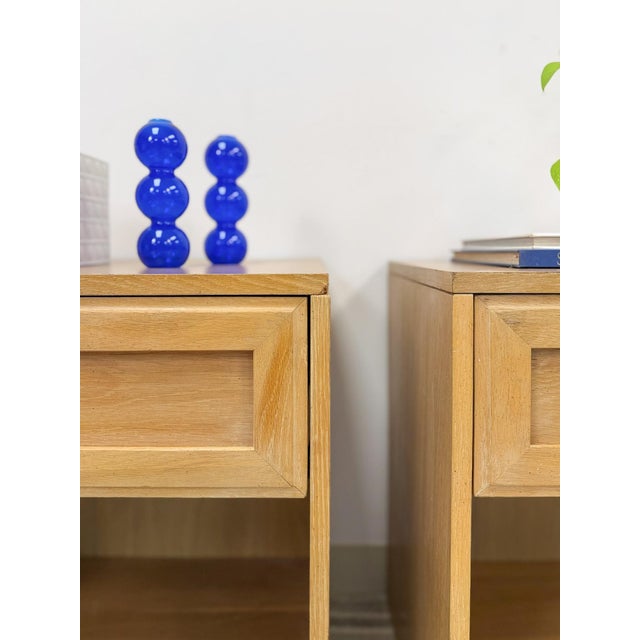 Mid 20th Century Thomasville Blonde Oak Nightstands Pair of Vintage Drawers Storage For Sale - Image 13 of 17