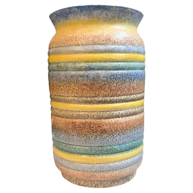 This exceptional 1930s Art Deco ceramic vase is a striking example of the Futurist movement, crafted by the renowned...