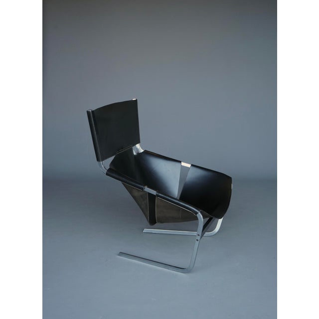 Metal Model F444 Lounge Chair with Black Leather Seat by Pierre Paulin for Artifort, 1970s For Sale - Image 7 of 18