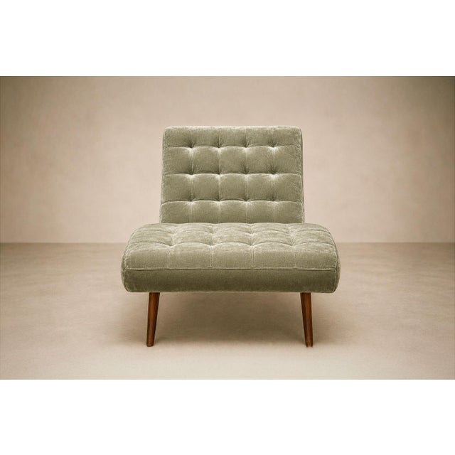 Brazilian Modern Chaise Lounge in Caviúna and Light Aloe Sage Mohair, 1950s For Sale - Image 11 of 18