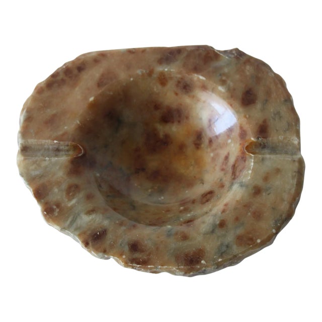 Vintage Mid Century Large Italian Alabaster Free Form Ashtray For Sale