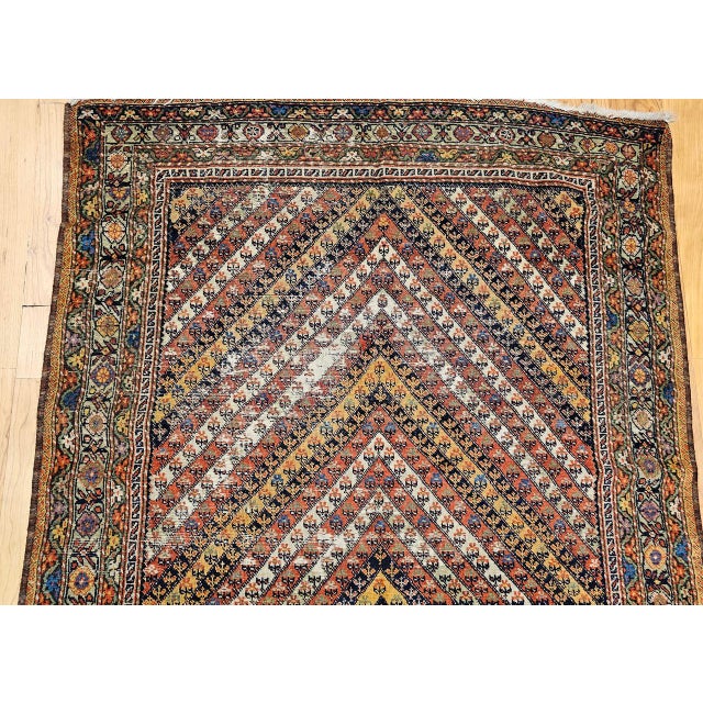 Antique Persian Senneh Area Rug, Hand-Knotted Wool, Hashtrang Allover Paisley Pattern, Red, Navy & Multicolor, 4x6 For Sale In Chicago - Image 6 of 13