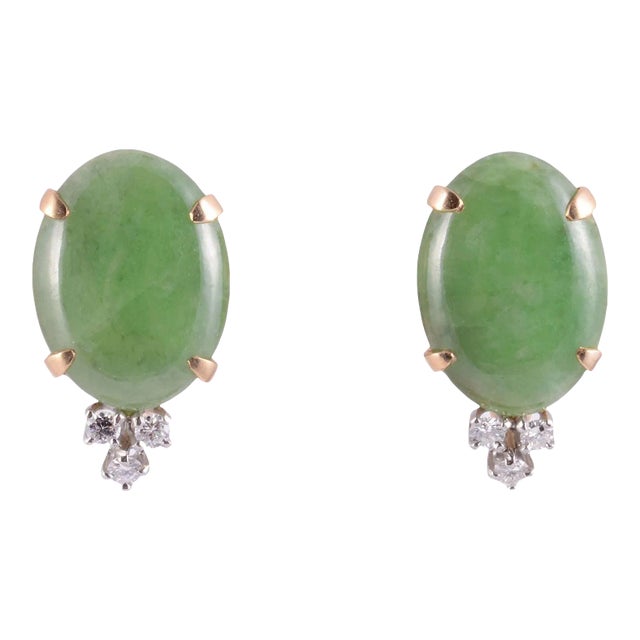 Early 21st Century Oval Jade Earrings - 2 Pieces For Sale