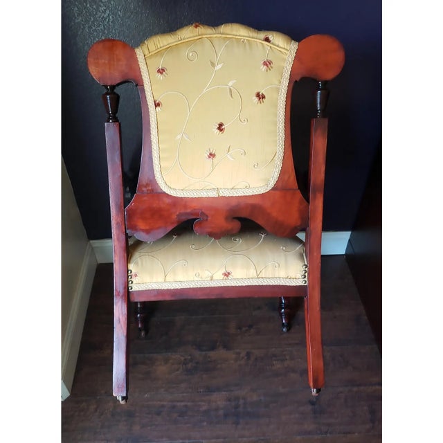 19th-Century Eastlake Victorian Walnut Parlor Fauteuil Arm Chair For Sale - Image 4 of 13