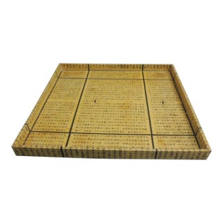 Vintage Papier Mache Wrapped Square Asian Decorative Tray For Sale