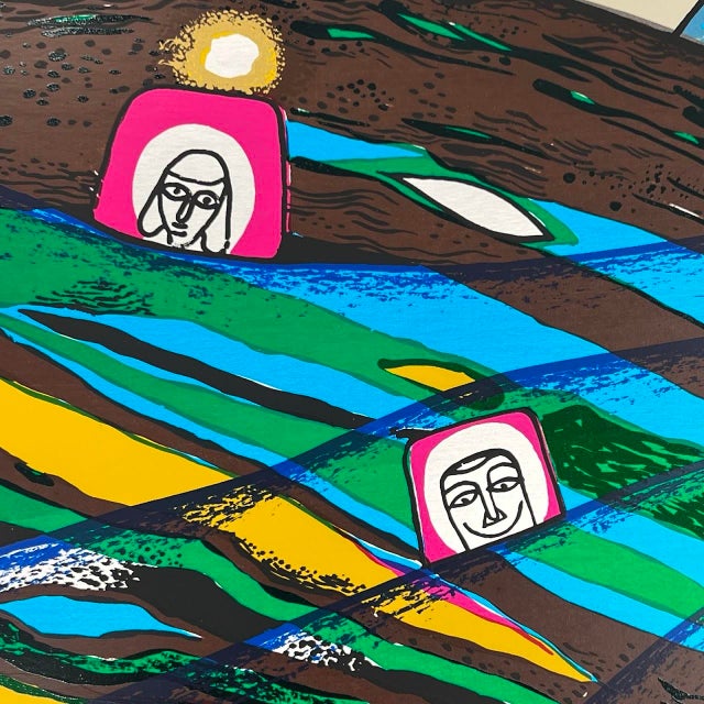 1970s 1972 Helmut Kand "Sun and Moon Beauty Contest" Surrealist Silver Foil Serigraph For Sale - Image 5 of 10