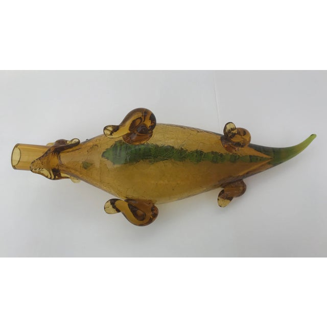 Italian Mid Century Blown Glass Alligator Wine Bottle For Sale - Image 9 of 13