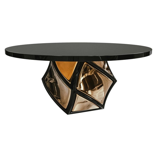 "Manchot" Round Table With Stainless Steel, Bronze, Handmade For Sale In Los Angeles - Image 6 of 9