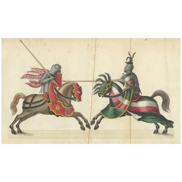 Von Reibisch, Knightly Joust in Bold Red and Green, 1842, Print For Sale