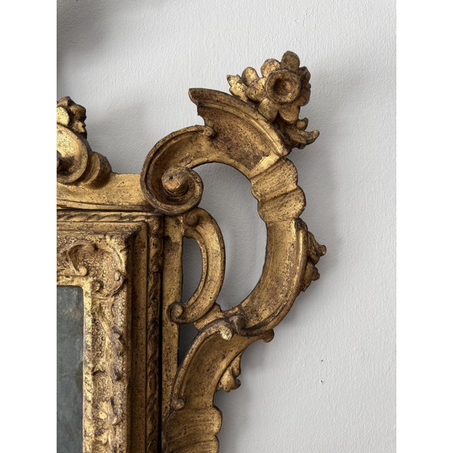 Antique Venetian Gilded Wood Mirror, 1700 For Sale - Image 11 of 14