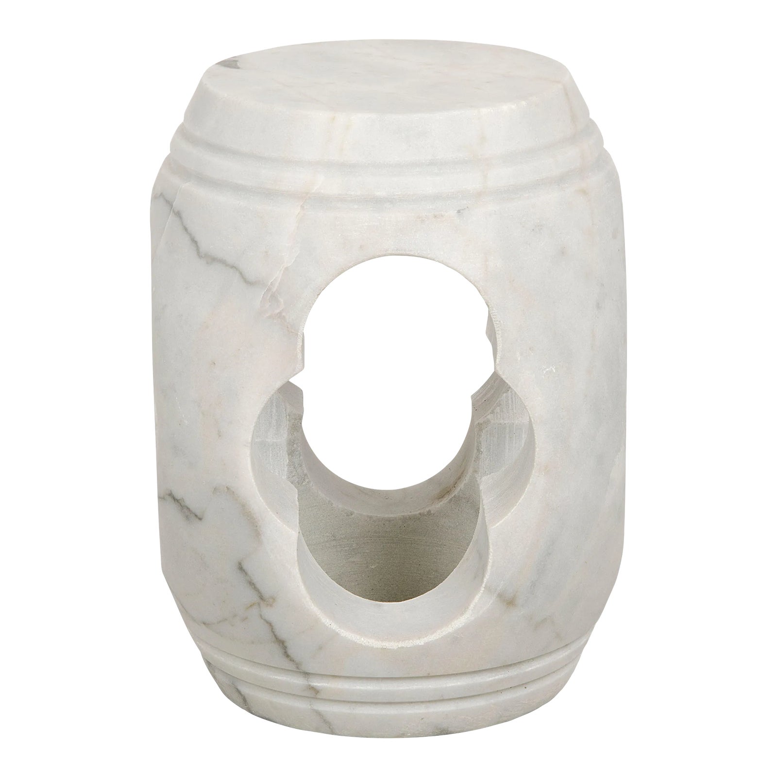 NOIR Legend Quatrefoil Marble Side Table/Stool in Quartz | Chairish