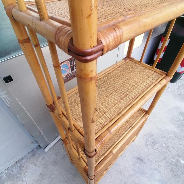 Bamboo and Wicker Bookcase, 1970s For Sale - Image 9 of 11