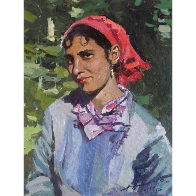 Alfejs Bromults, Gypsy Woman, 1959, Oil on Cardboard For Sale - Image 7 of 7