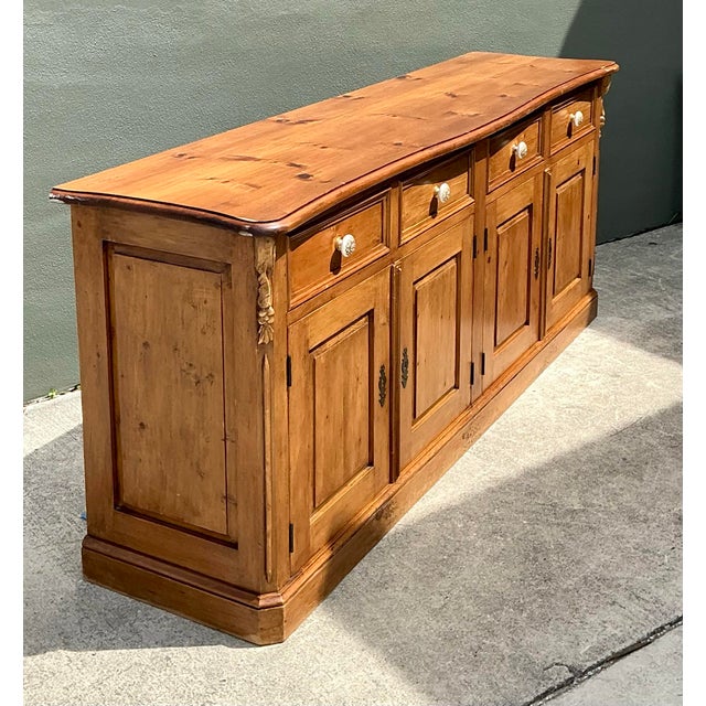 Vintage Carved Knotty Pine Credenza For Sale - Image 10 of 12