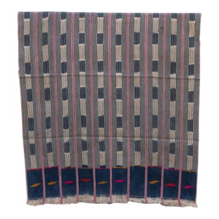 Vintage Baoule African "Bandama Sunset" Ikat Throw For Sale