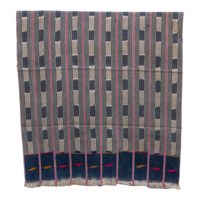 Vintage Baoule African "Bandama Sunset" Ikat Throw For Sale