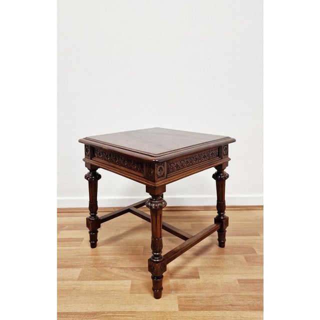 Umbertine Hand-Carved Walnut Side Tables, Italy, Late 19th Century, 1890s, Set of 2 For Sale - Image 6 of 14