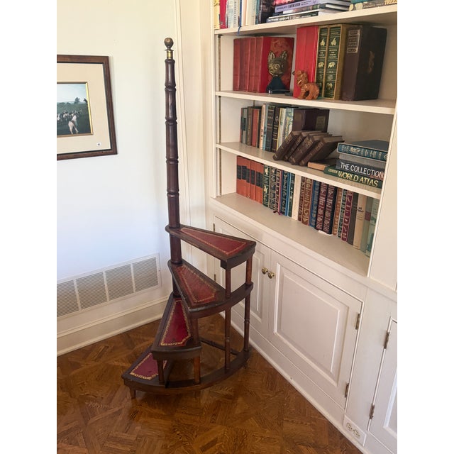 1940s Antique Spiral Library Steps For Sale - Image 5 of 5