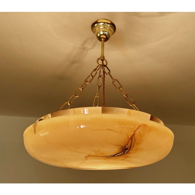 Art Deco Pendant Light in Pink Amber Glass, 1930s For Sale - Image 4 of 18