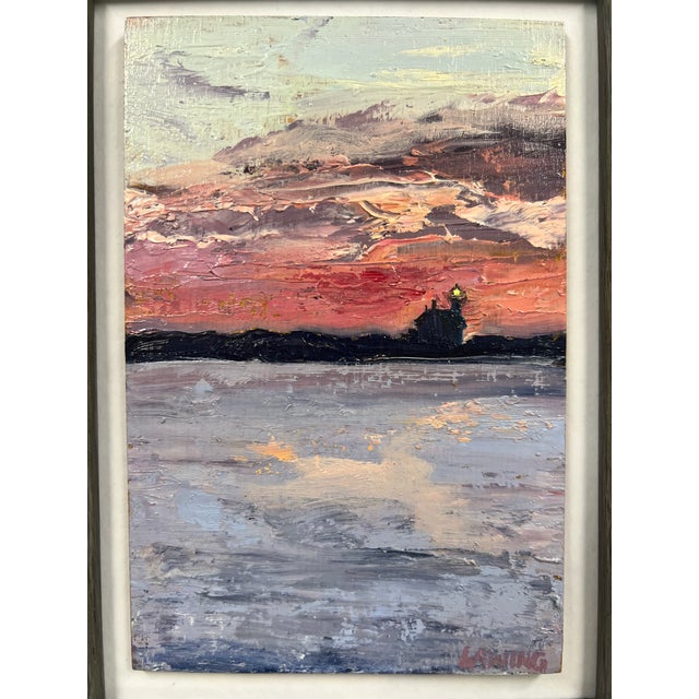 Impressionist North Light, Pink Sunset, Original Painting by Julia Lawing, Framed For Sale - Image 3 of 9
