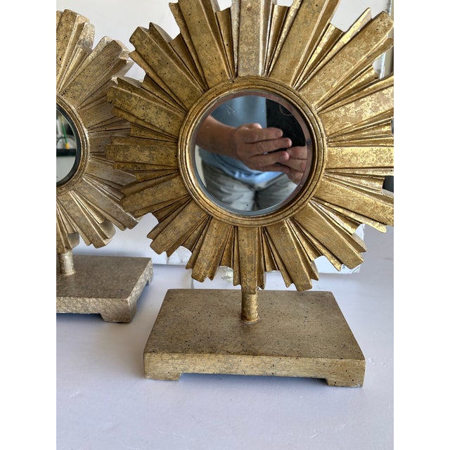 Uttermost 1970s Attributed to Uttermost Hollywood Regency Starburst Mirror Lamps For Sale - Image 4 of 5